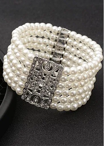 Fancy Bracelets With Rhinestones & Pearls Captivating Alloy