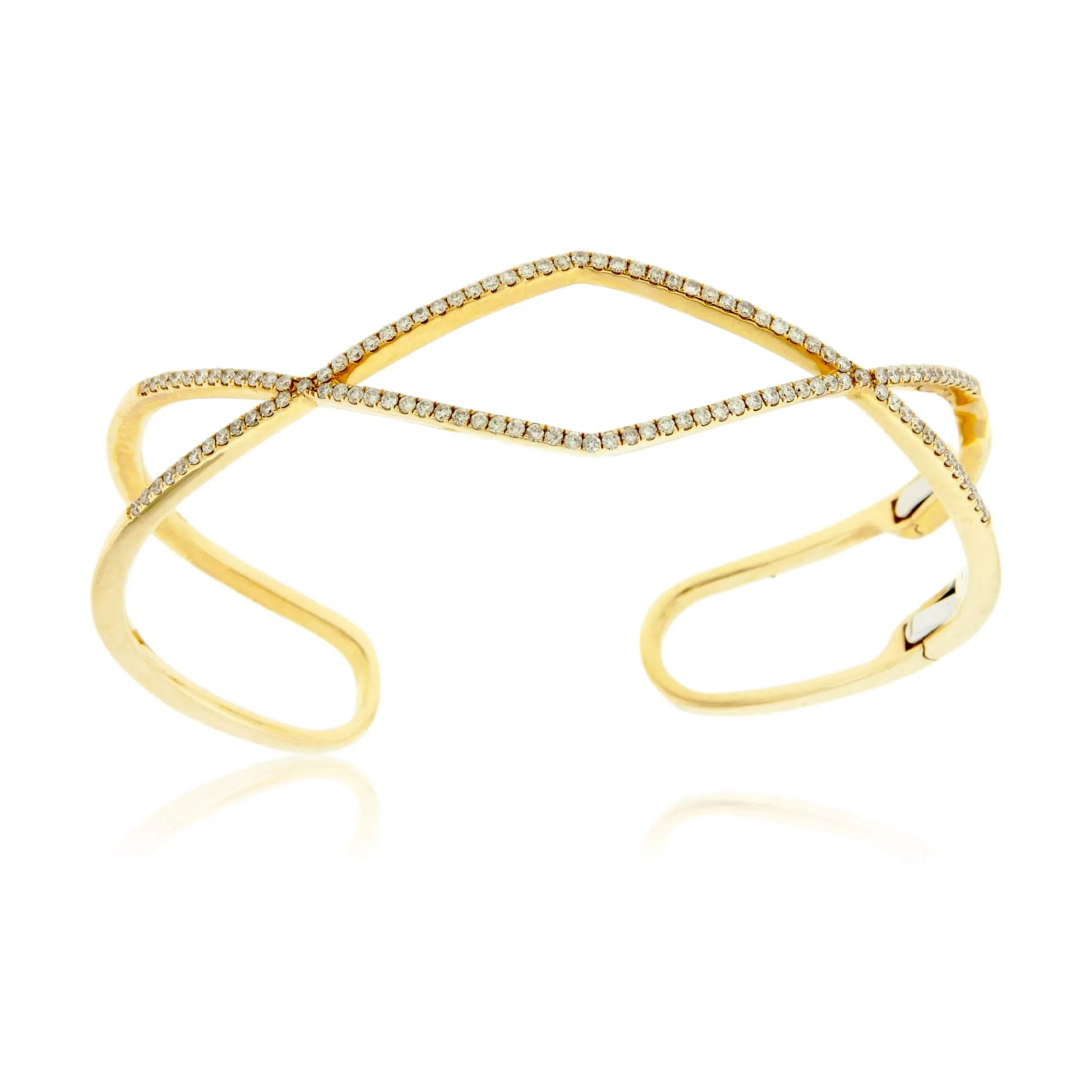 Flexing Diamond Yellow Gold Cuff Bracelet