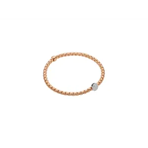 Fope 18K Rose Gold Eka Collection Bracelet with 18K White Gold Pave Diamond Rondel