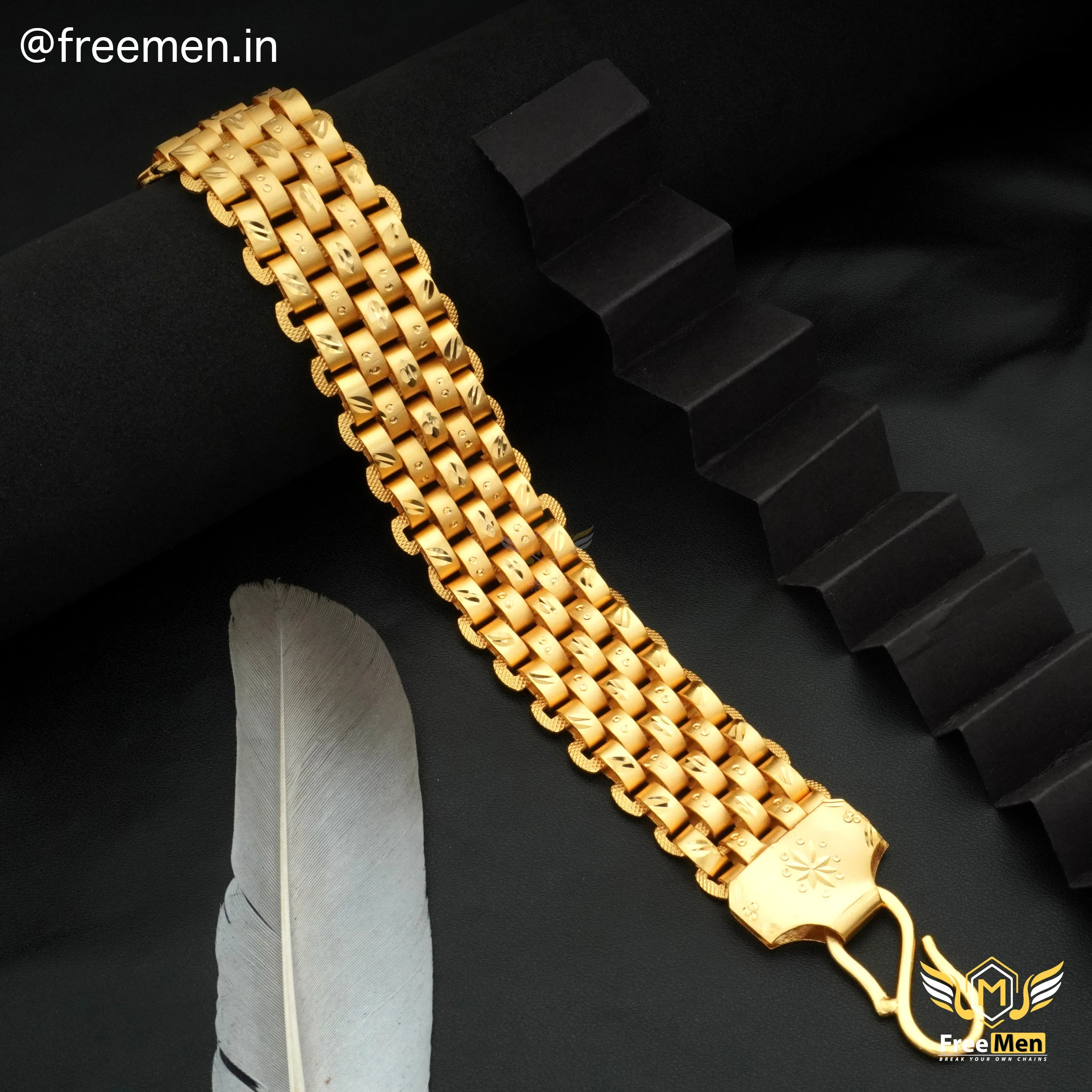 Freeman 5 Line Simple bracelet Golden Bracelet for Men- FMB14