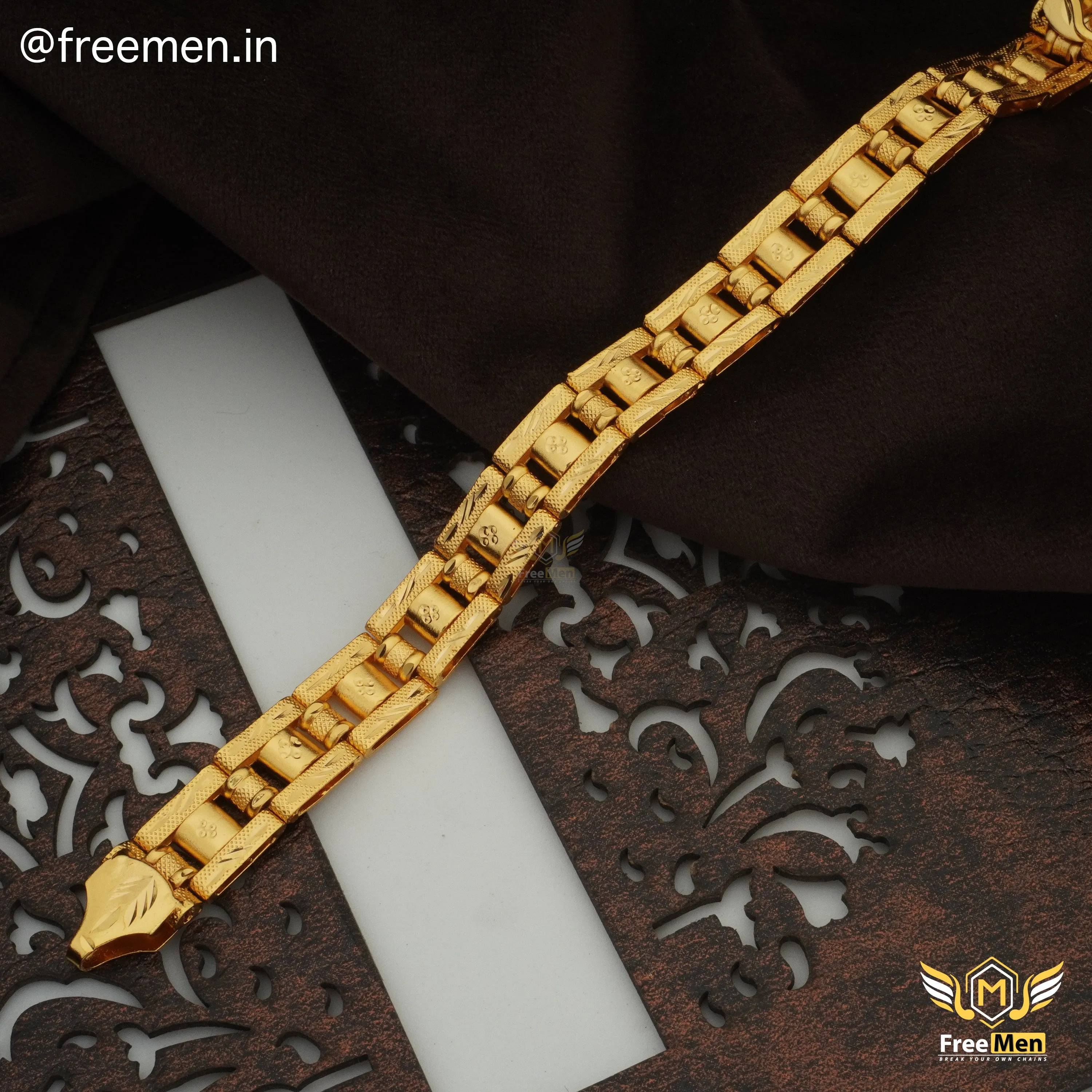 Freeman Best Parallel Shape Golden Bracelet for Men- FMB05