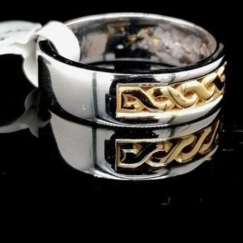 Gents Two Tone Celtic Wedding Ring