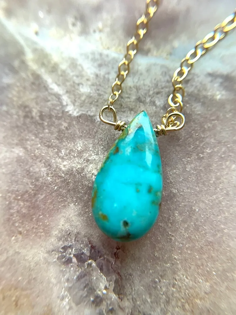 Genuine Arizona Turquoise Necklace  Crystal Necklace