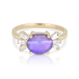 Glimmer Australian Opal and Diamond 9K Yellow Gold Band