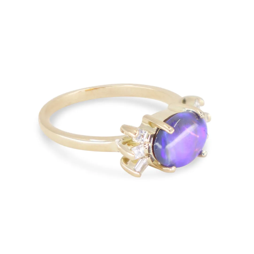 Glimmer Australian Opal and Diamond 9K Yellow Gold Band