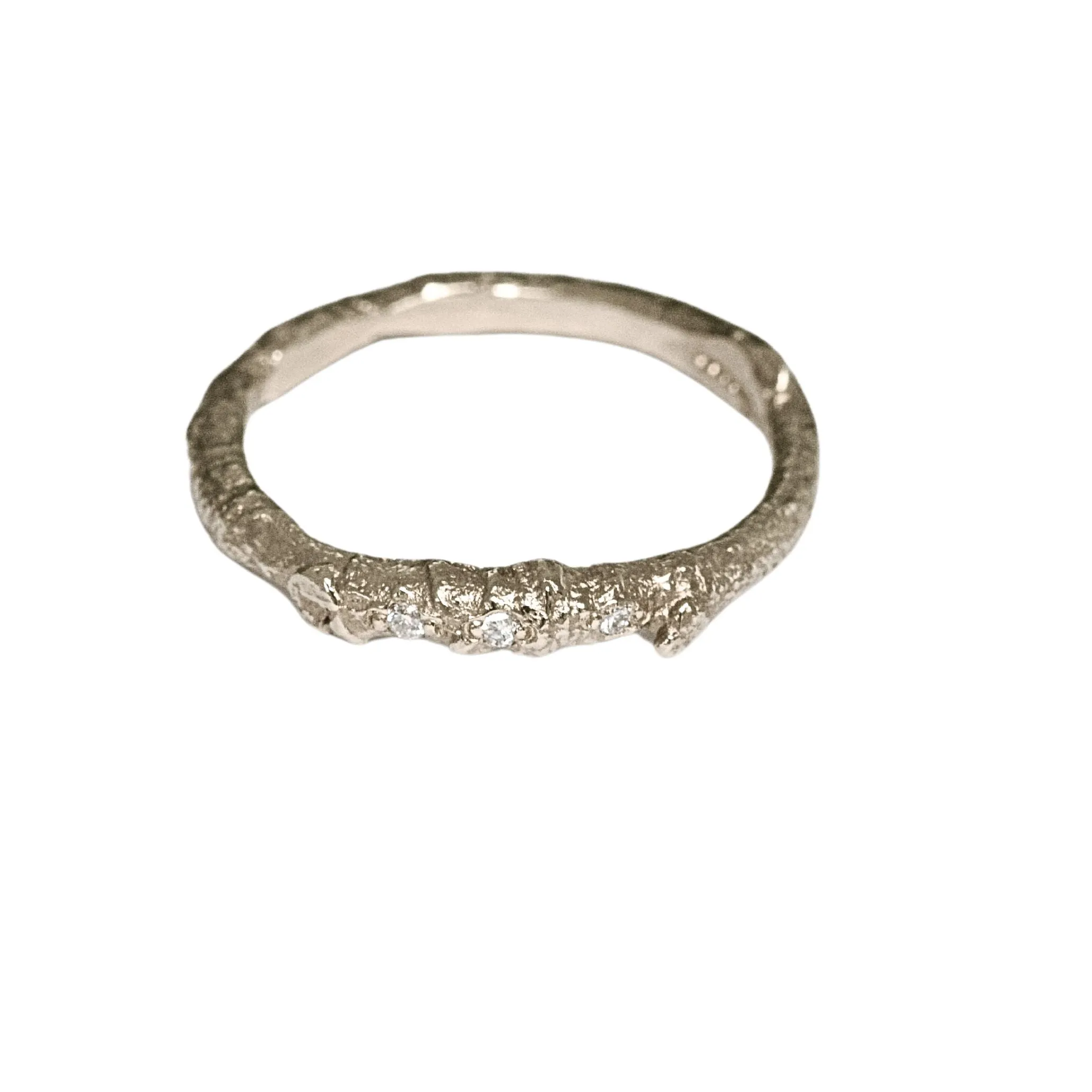 Gold and Diamond Twig Wedding Ring, Nature Inspired Twig Ring