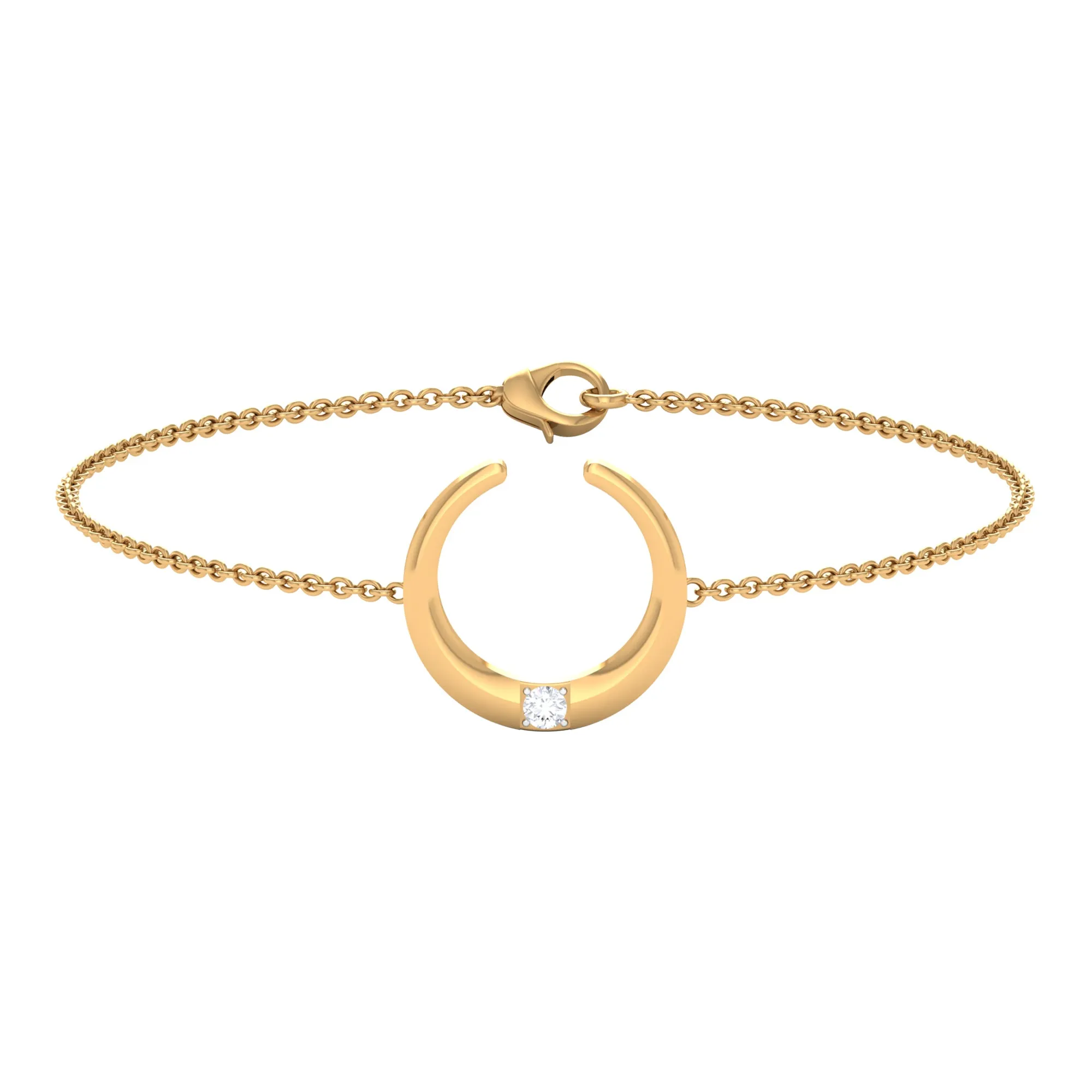 Gold Moon Chain Bracelet with Diamond