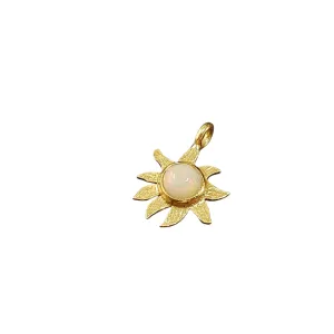 Gold Vermeil Floral Ethiopian Opal Charm Pendant