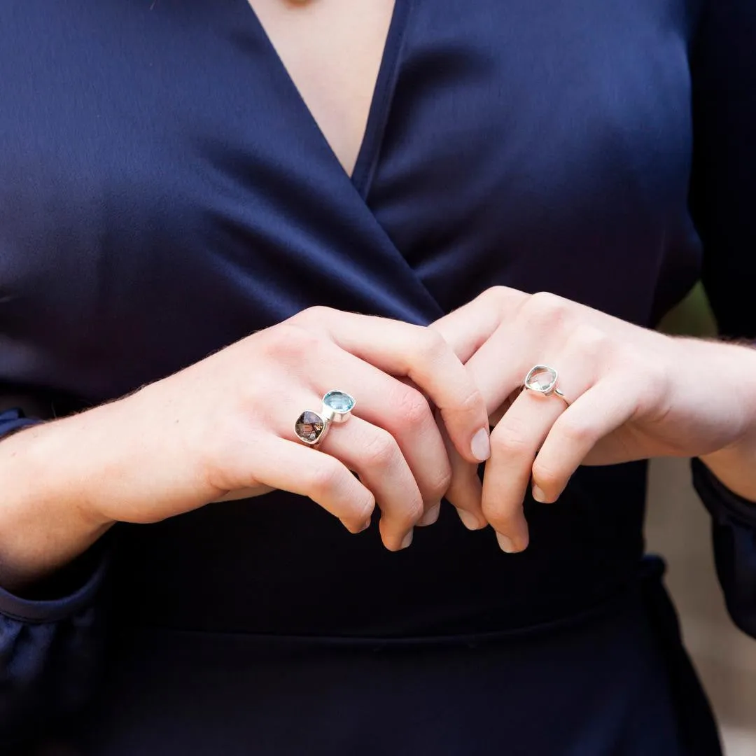 Green Amethyst Cocktail Ring | Silver