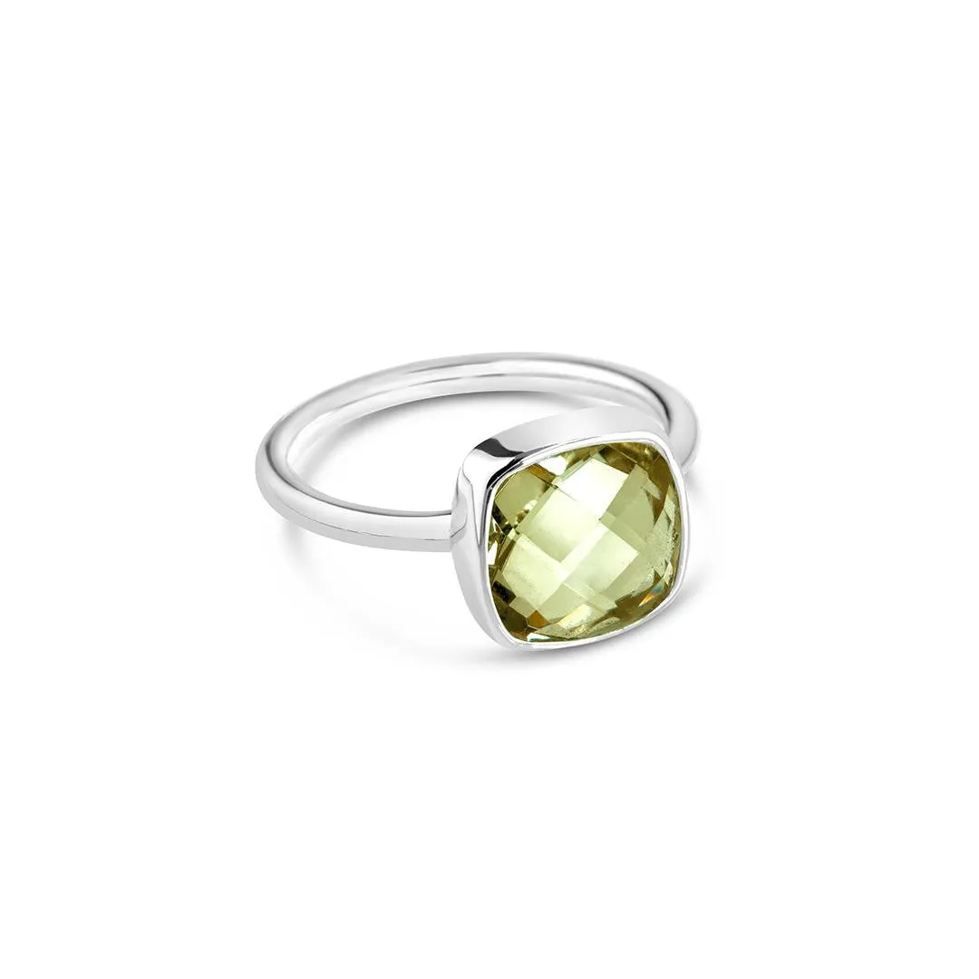 Green Amethyst Cocktail Ring | Silver