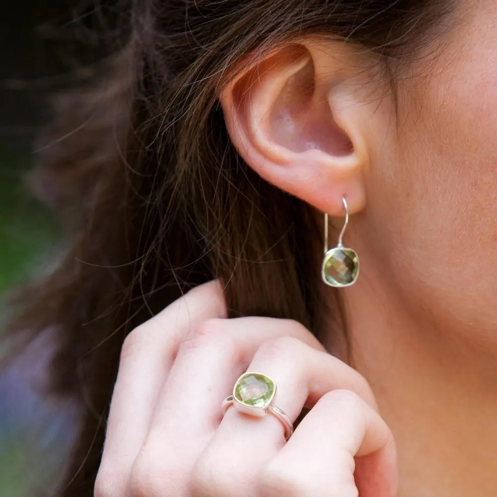 Green Amethyst Cocktail Ring | Silver