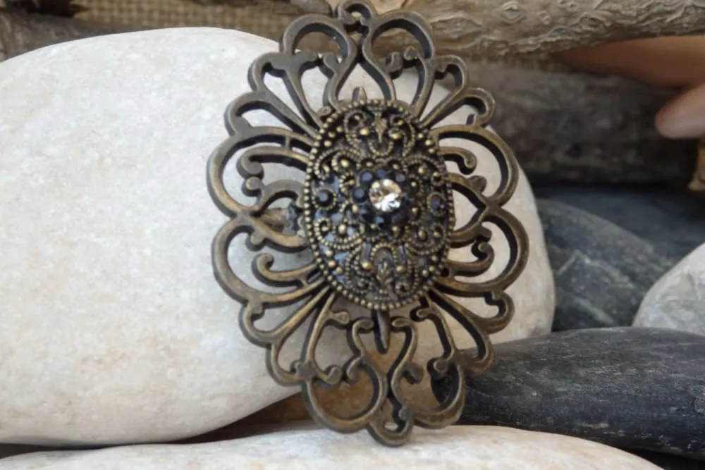 Grey and Black Rebeka Brooch