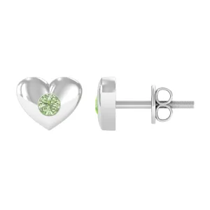 Gypsy Set Green Sapphire Heart Stud Earrings