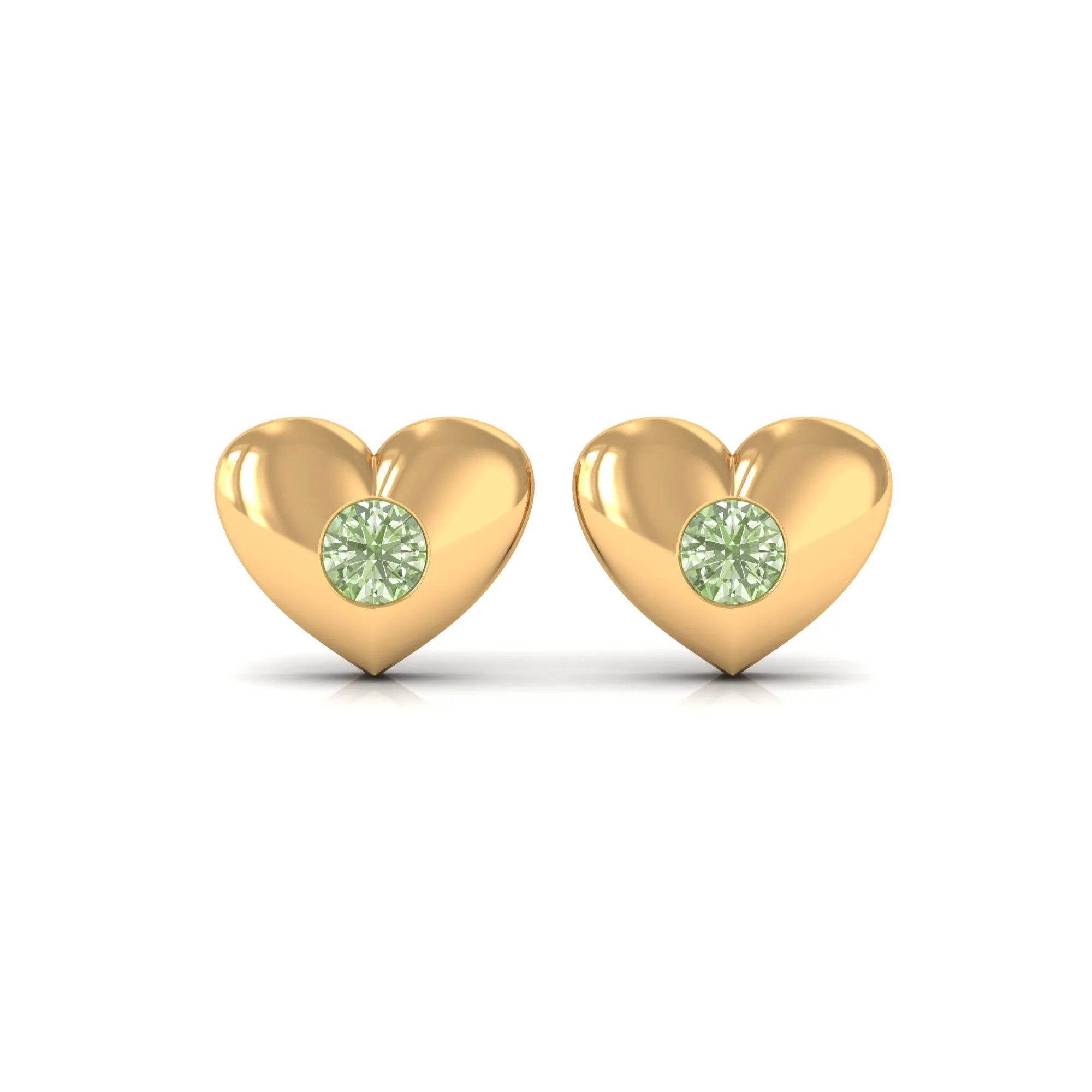 Gypsy Set Green Sapphire Heart Stud Earrings