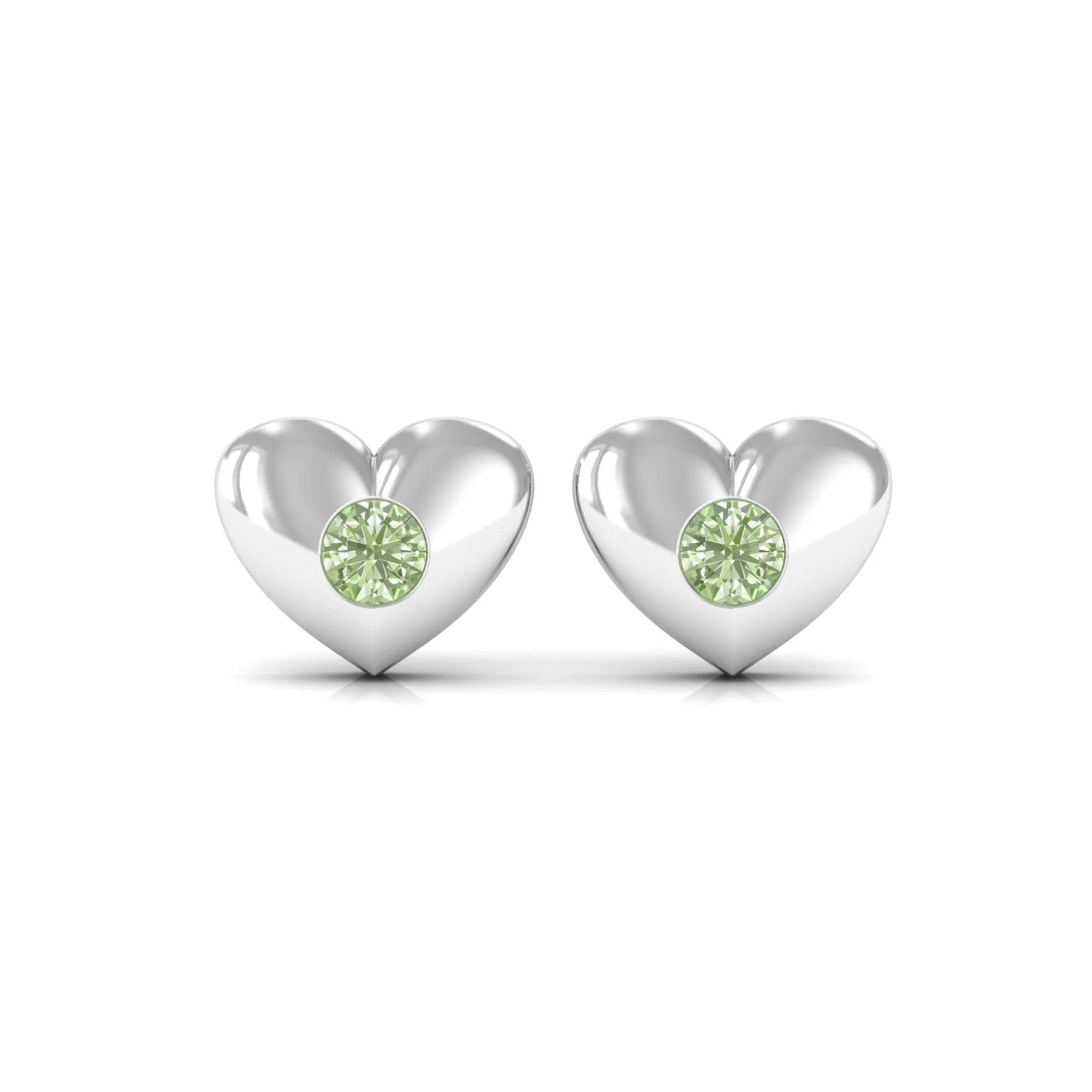 Gypsy Set Green Sapphire Heart Stud Earrings