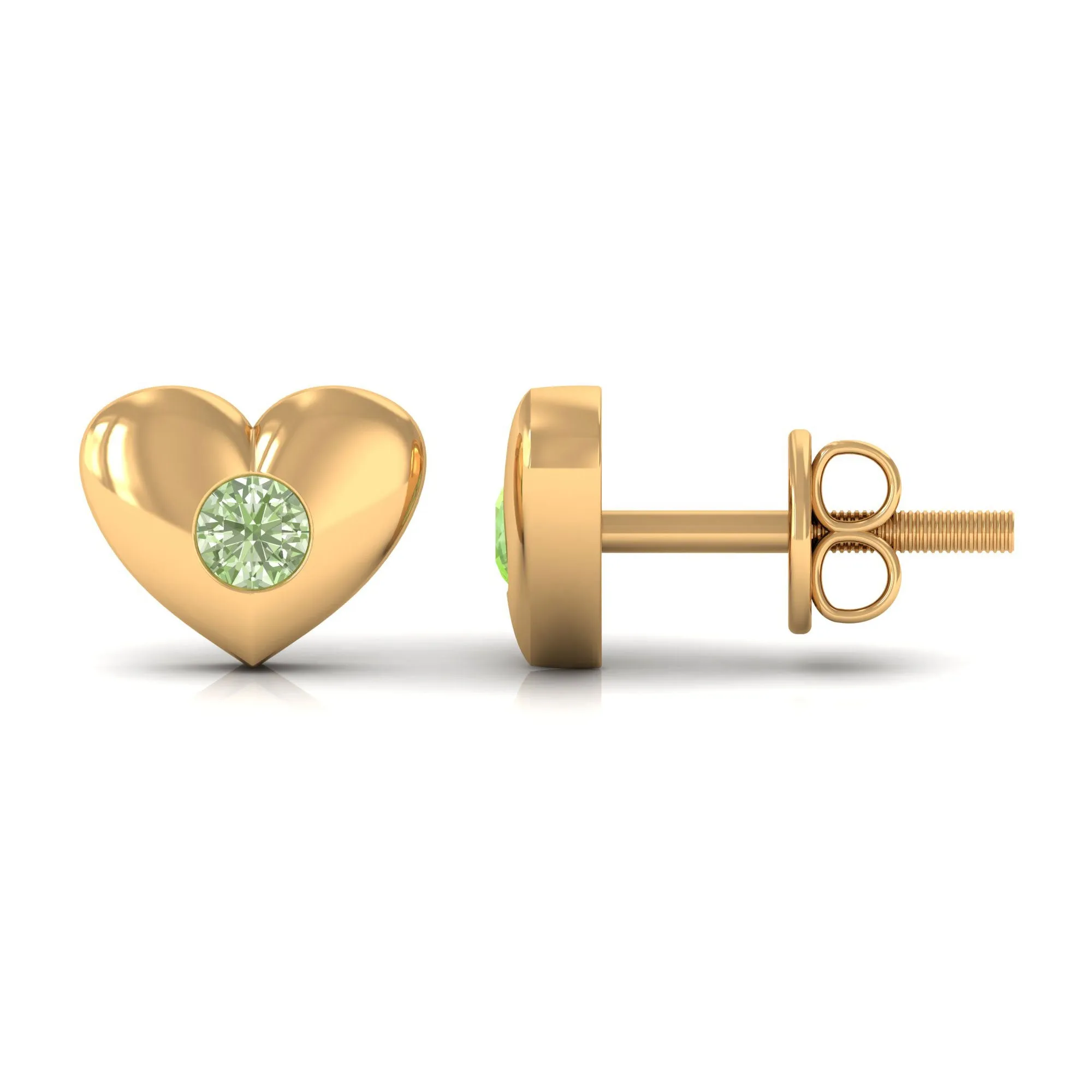 Gypsy Set Green Sapphire Heart Stud Earrings