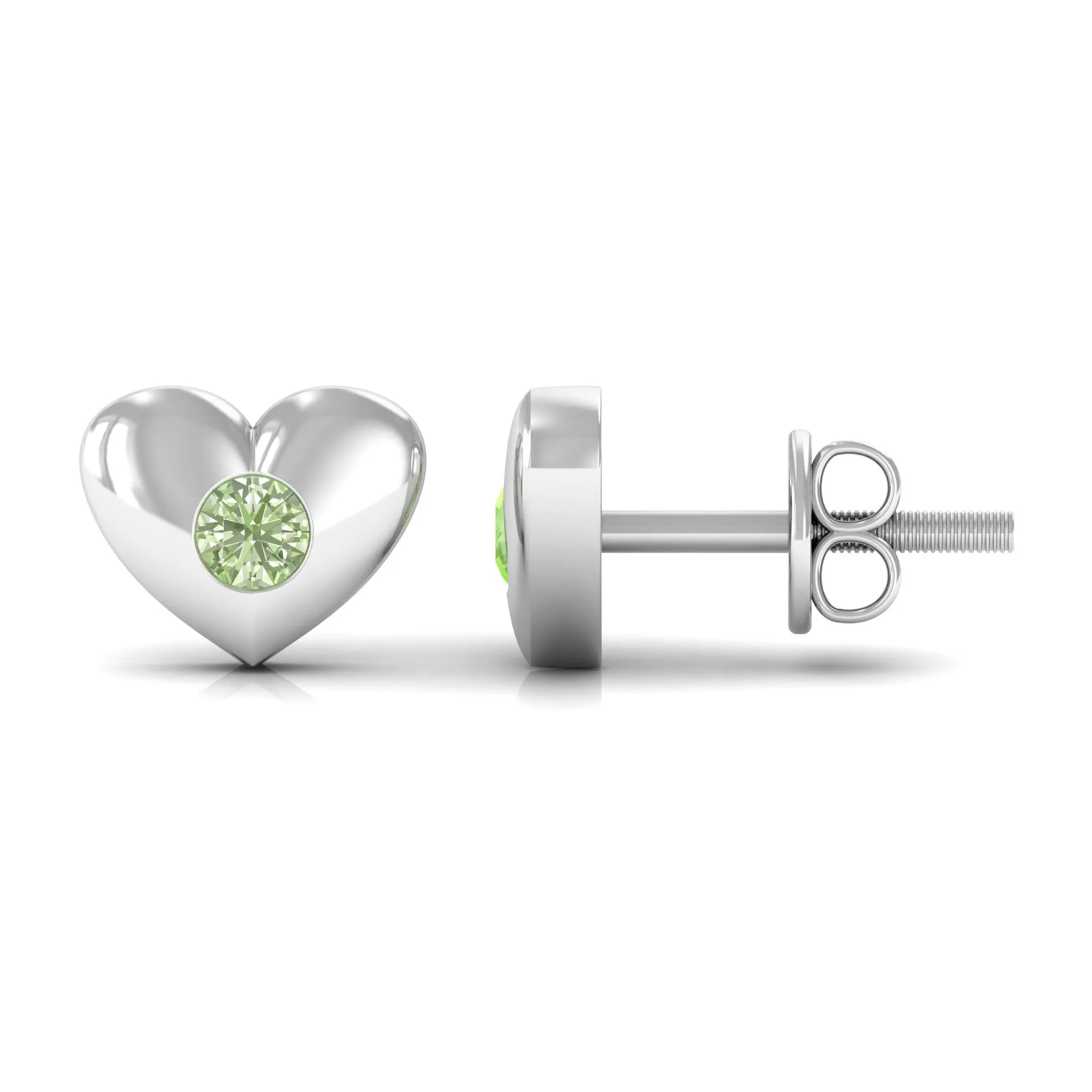 Gypsy Set Green Sapphire Heart Stud Earrings