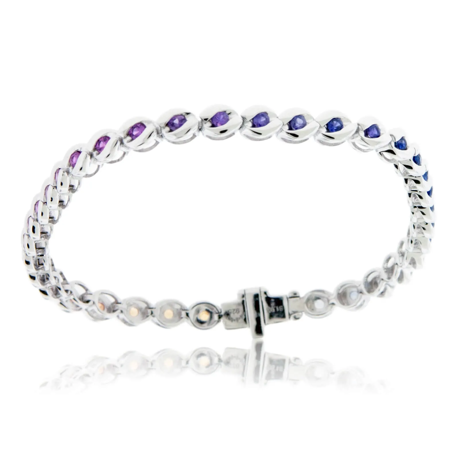 Half Bezel Set Diamond Cut Rainbow Sapphire Bracelet