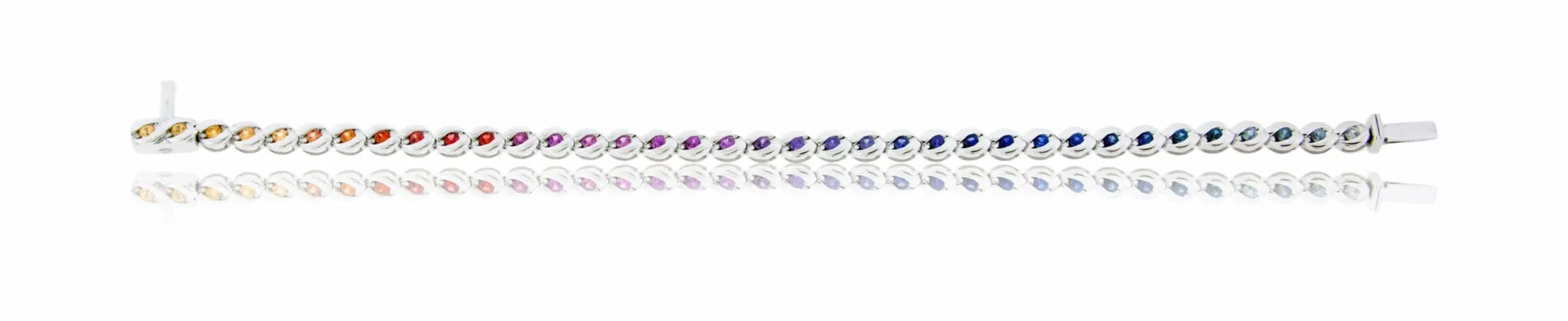 Half Bezel Set Diamond Cut Rainbow Sapphire Bracelet