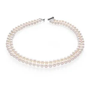 Handcrafted Two-row White Freshwater Pearl Necklace