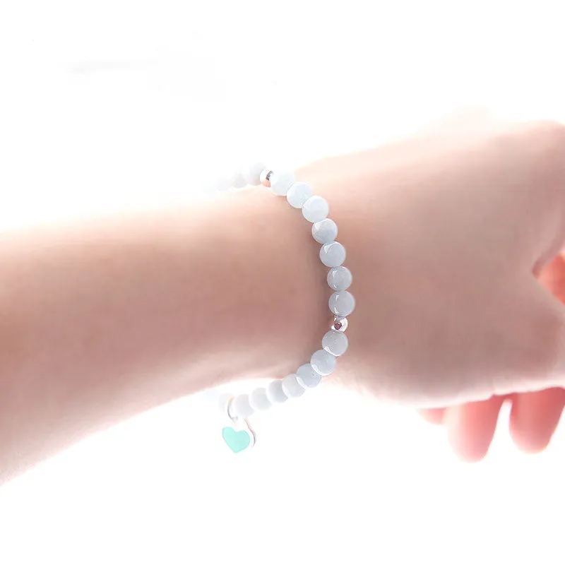 Handmade Aquamarine Beads Bracelets March Birthstone Womens Gemstone Jewelry Accessories