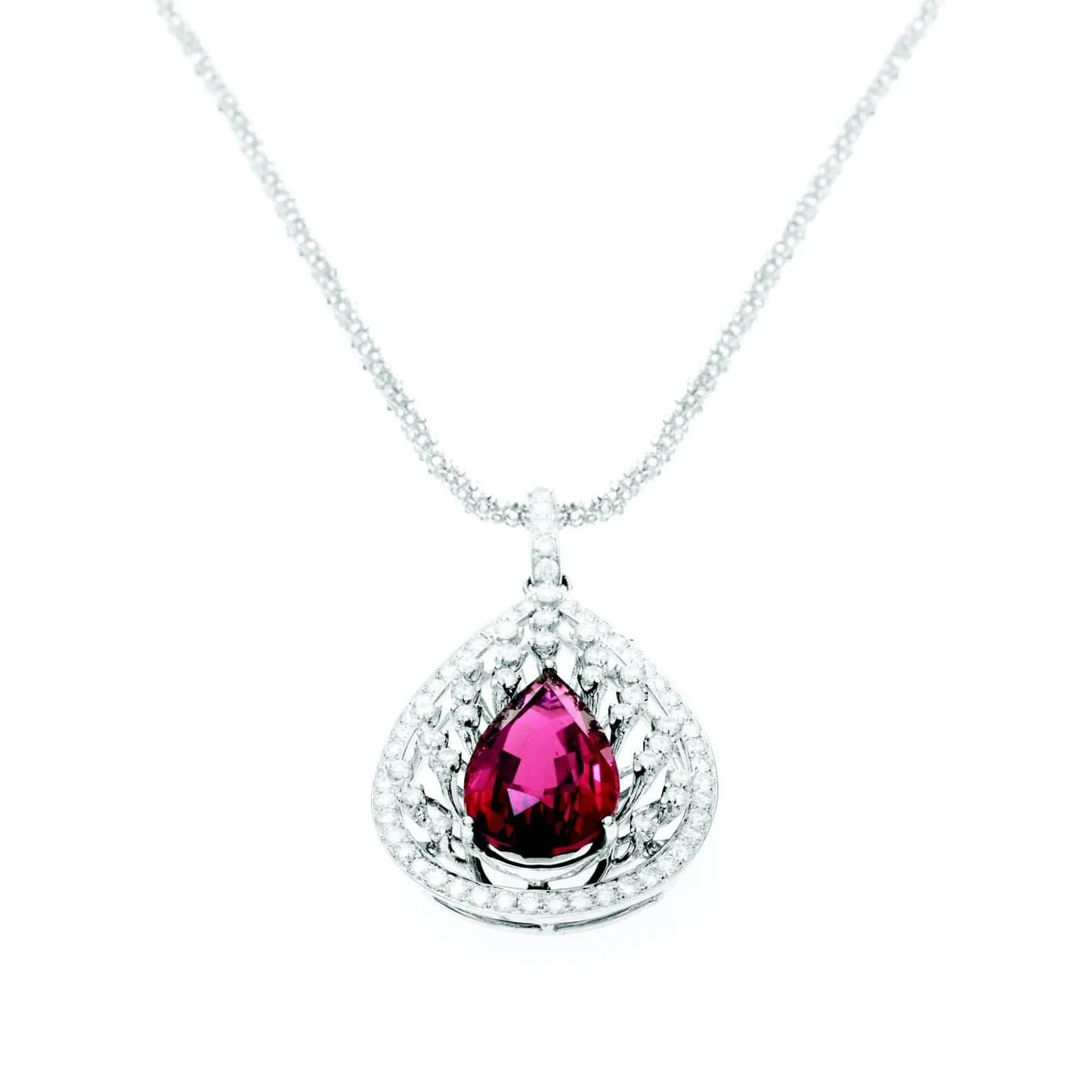 HIBISCUS DIAMOND AND GEMSTONE NECKLACE