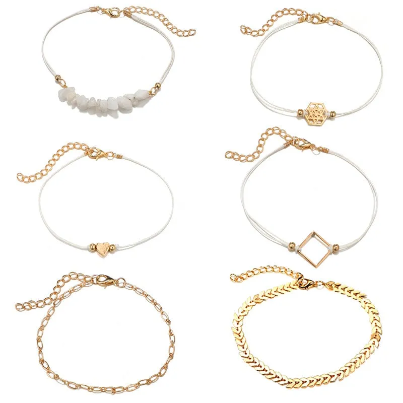 Hollow Square Gravel Bracelet Crystal Women Bracelet Set