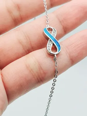 Infinity Blue Fire Opal Bracelet, Sterling Silver