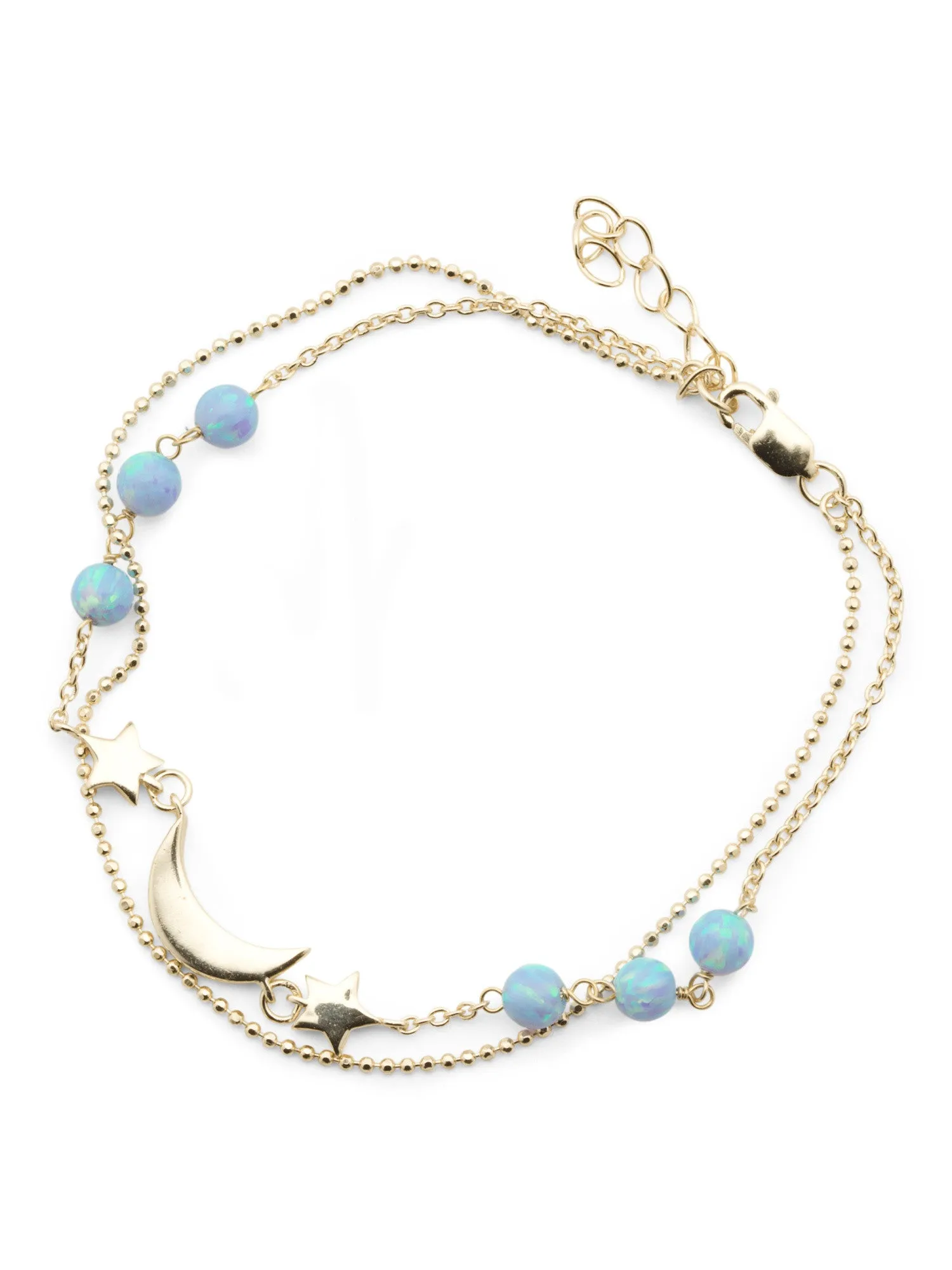 ISABELLA M Gold Plated Sterling Silver Opal Moon Double Strand Bracelet