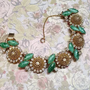 Julianna Bracelet Gold Green Crystal Vintage