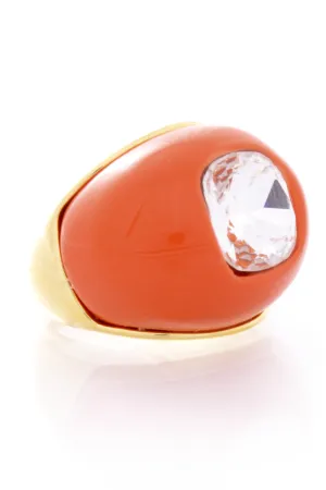 KENNETH JAY LANE Coral Crystal Center Dome Ring