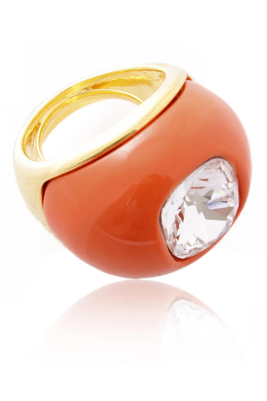 KENNETH JAY LANE Coral Crystal Center Dome Ring