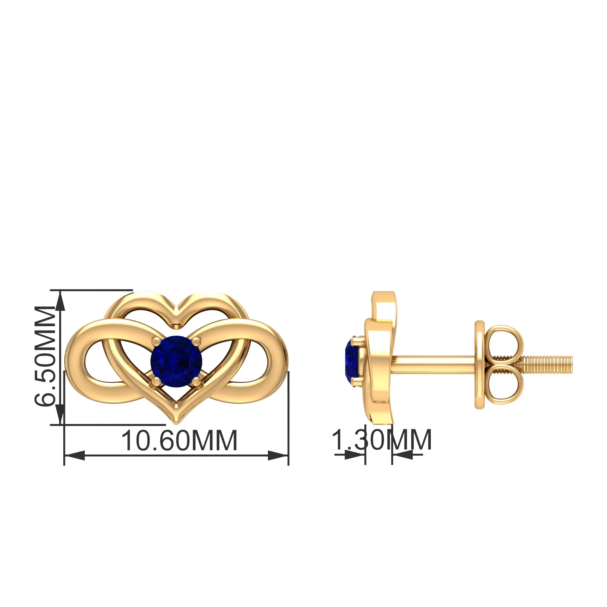 Lab-Created Blue Sapphire Infinity Heart Stud Earrings