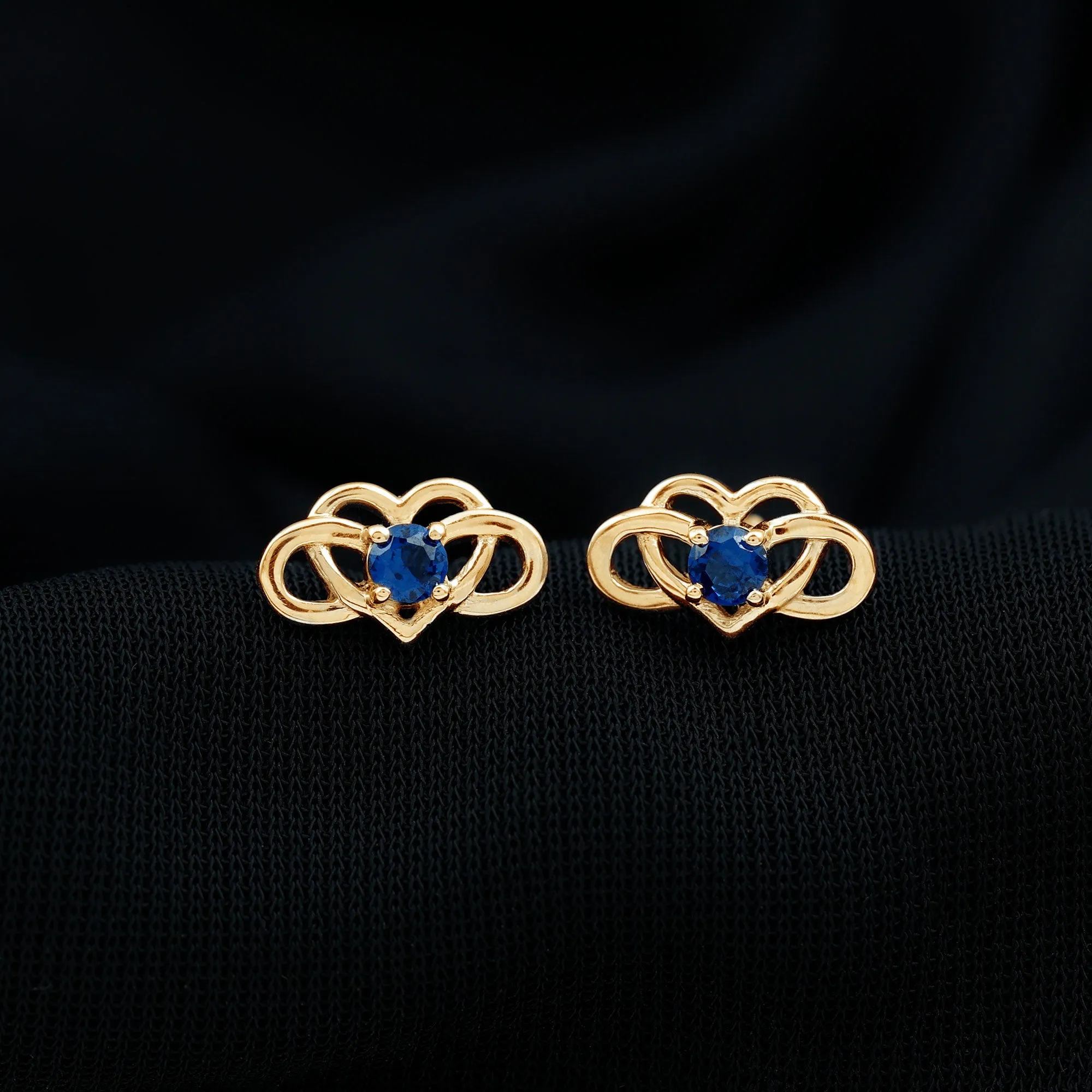 Lab-Created Blue Sapphire Infinity Heart Stud Earrings