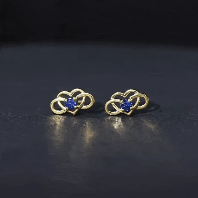 Lab-Created Blue Sapphire Infinity Heart Stud Earrings