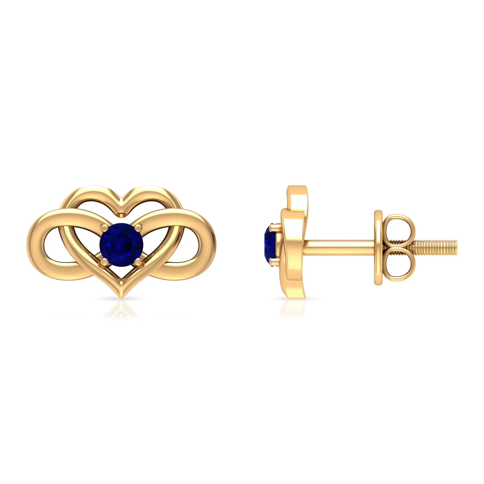 Lab-Created Blue Sapphire Infinity Heart Stud Earrings