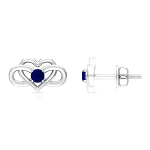 Lab-Created Blue Sapphire Infinity Heart Stud Earrings