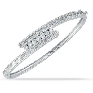 Lab Grown Diamond Bypass Bangle in 14K White Gold