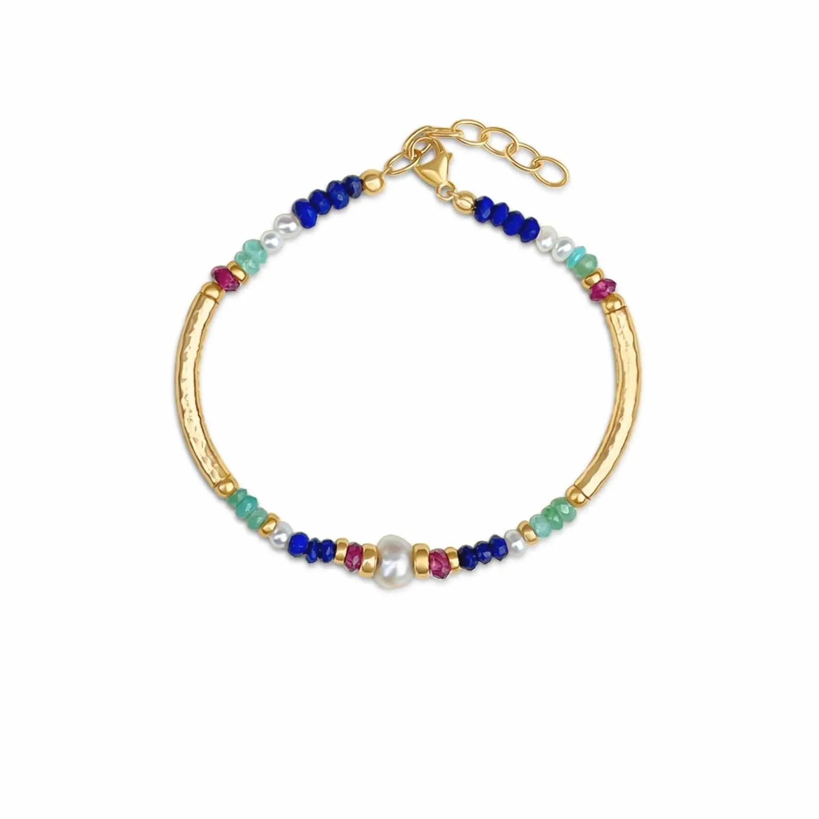 Lapis & Pearl Gemstone Bead Bracelet