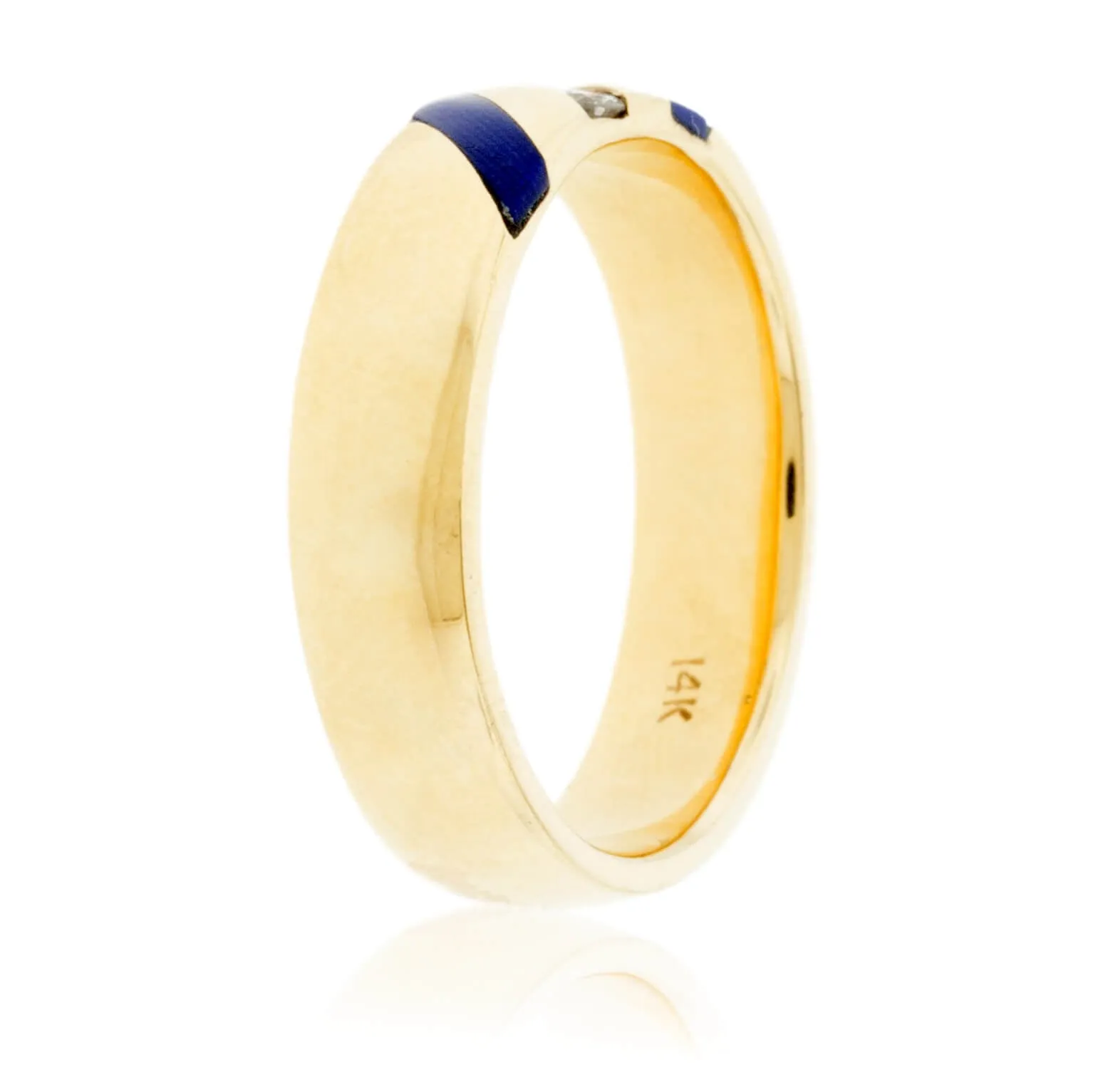 Lapis Strip and Channel Set Diamond Ring