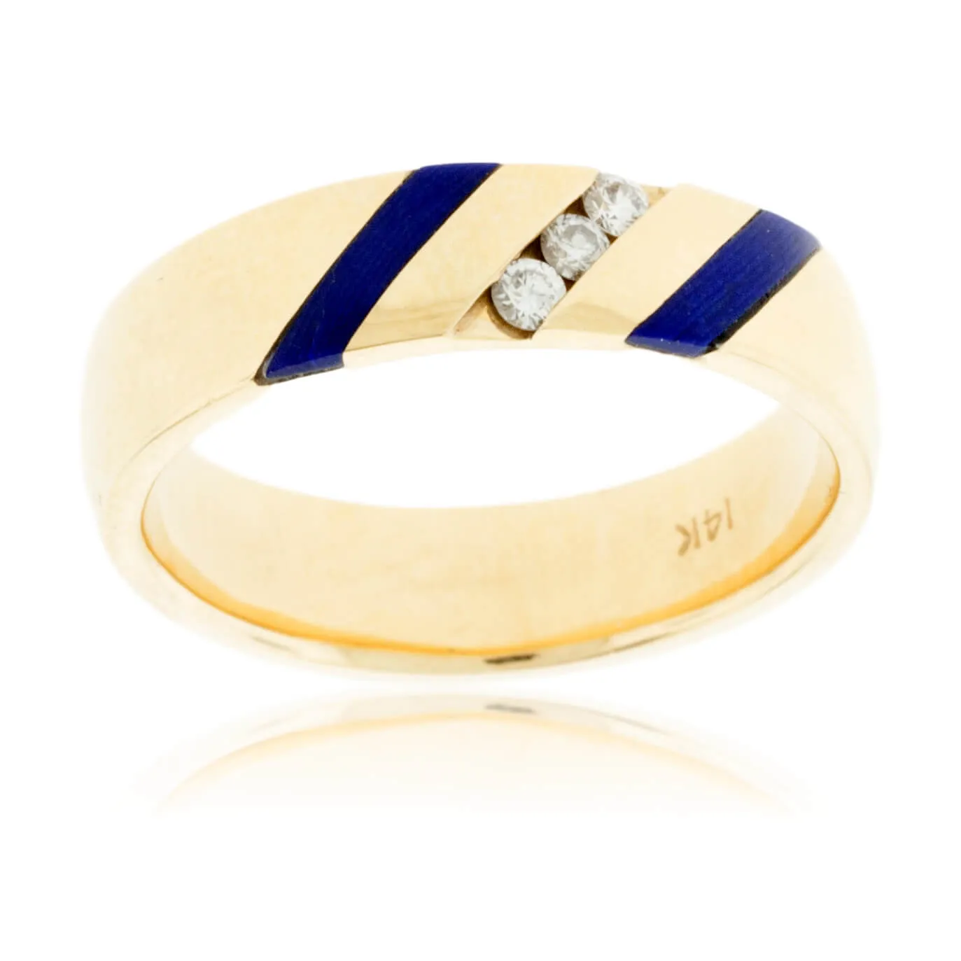 Lapis Strip and Channel Set Diamond Ring