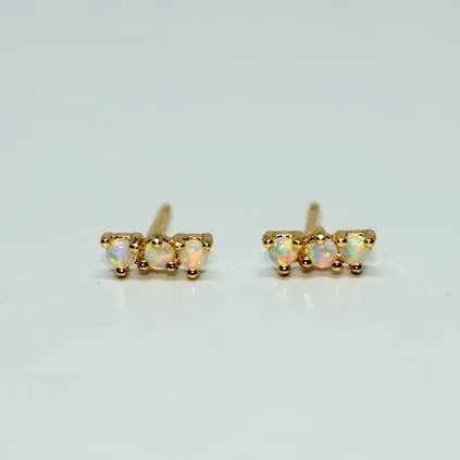 Leslie Francesca Mini Triple White Opal Studs