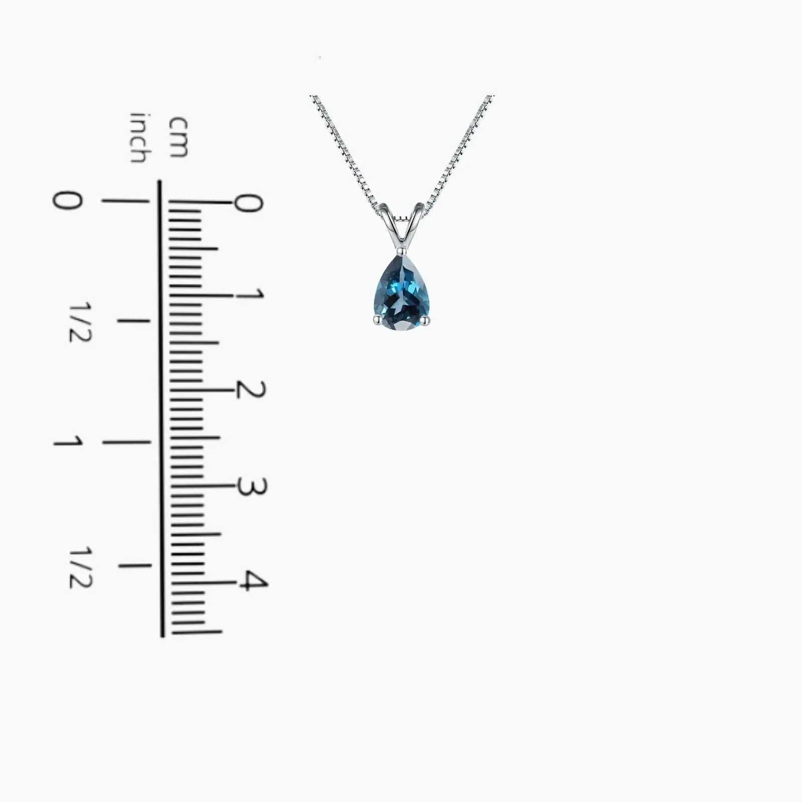 London Blue Topaz Pear Pendant Necklace - 925 Sterling Silver