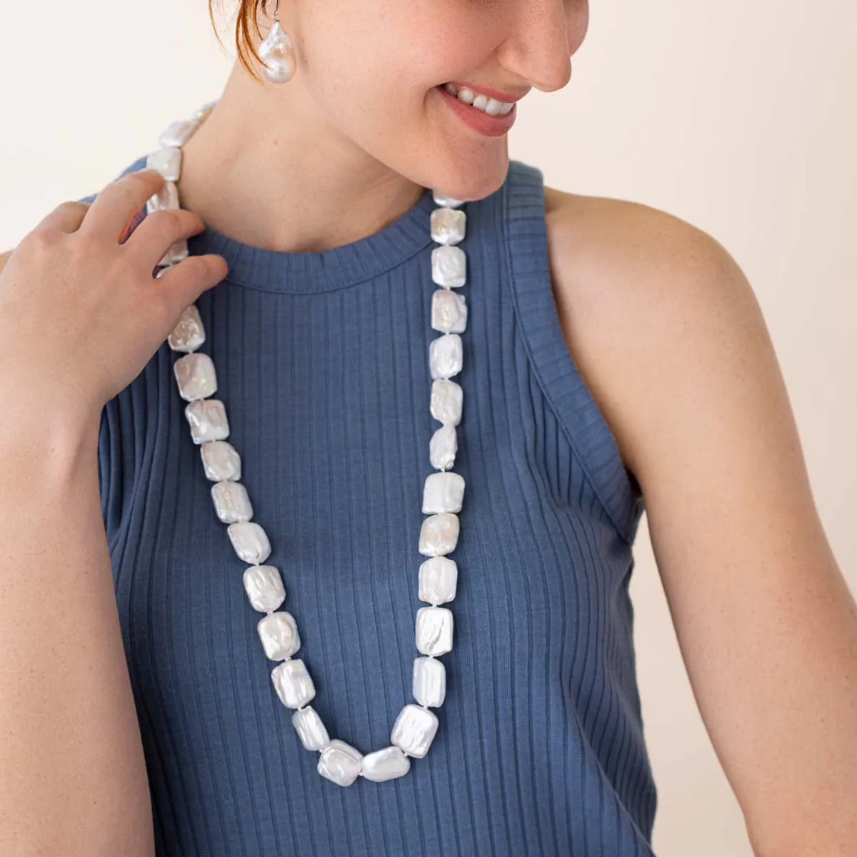 Long Baroque Pearl Necklace