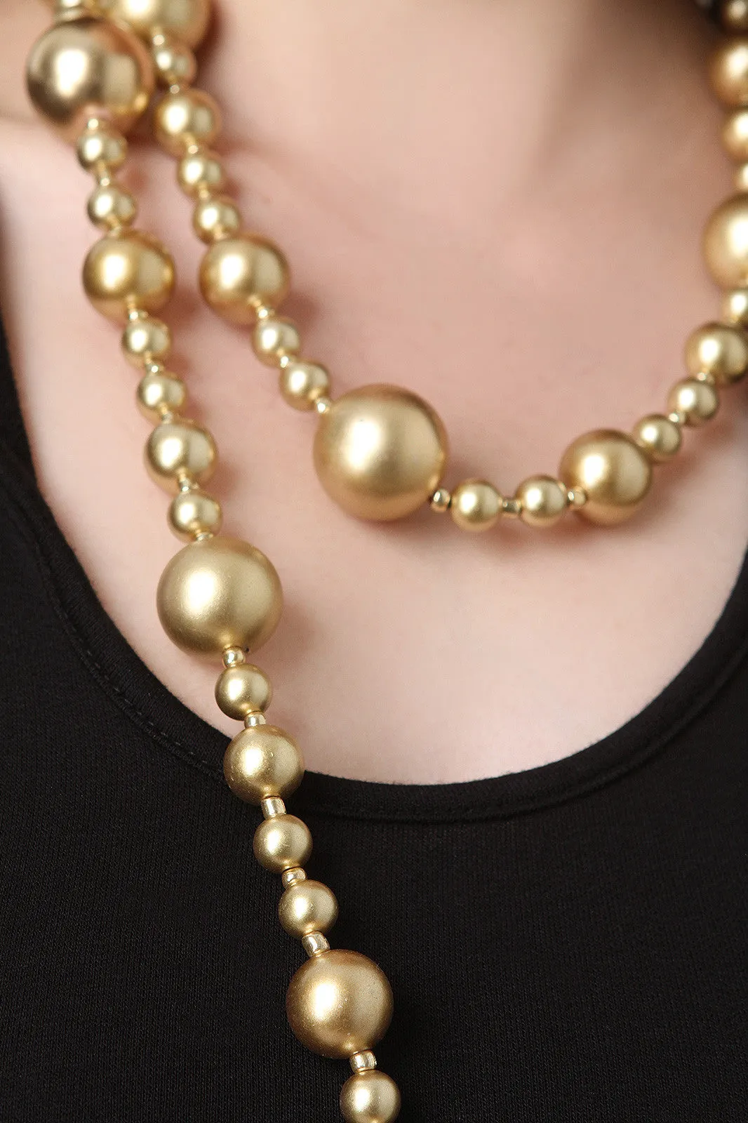 Long Pearl Beaded Accent Necklace