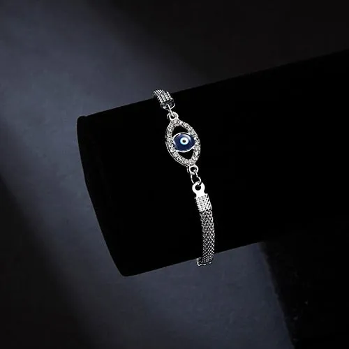 Luxury Silver Plated Charm Bracelets CZ Crystal Blue Evil Eye Bracelet Enamel Turkish Lucky Eye Beads Bracelet for Women Jewelry