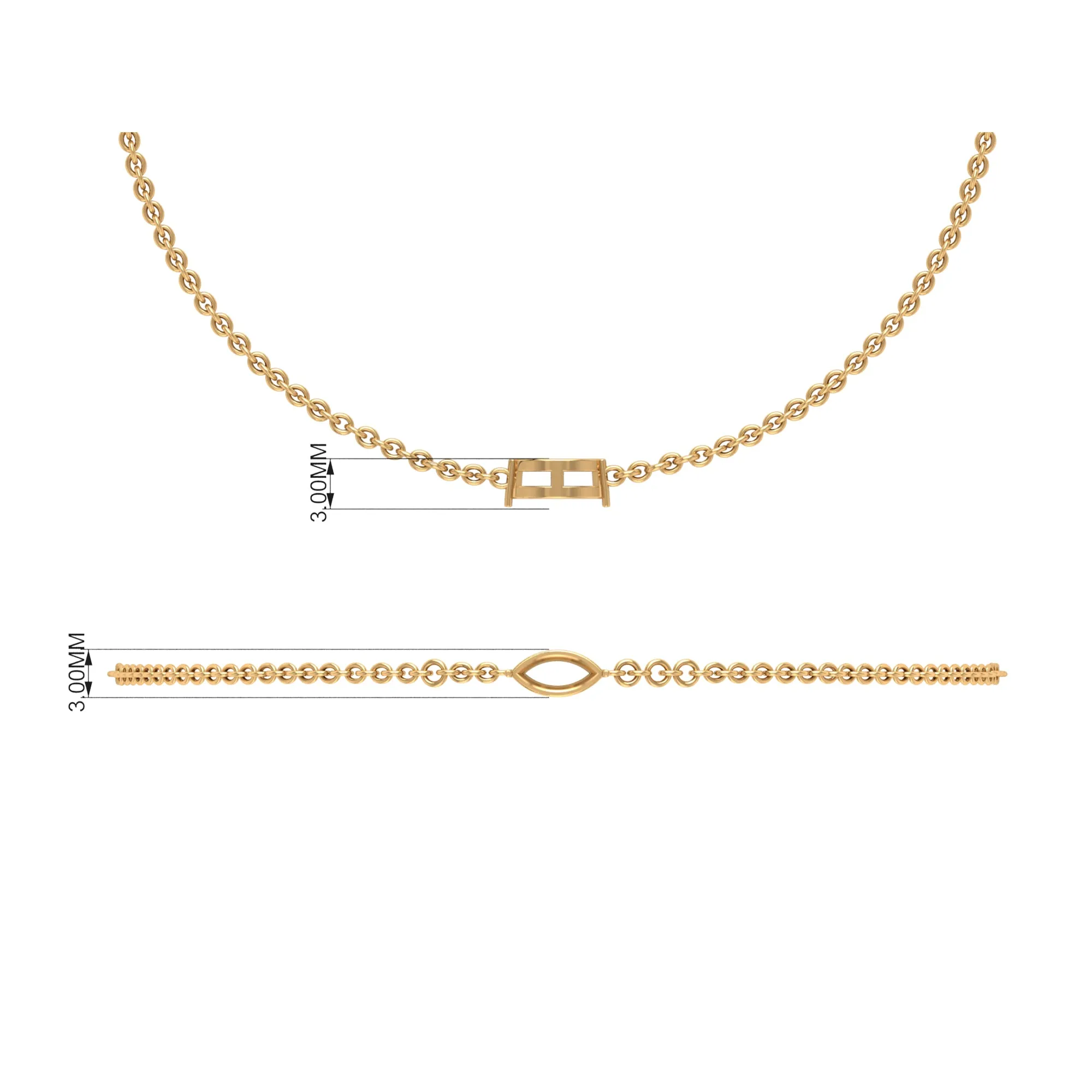 Marquise Shape Solitaire Yellow Sapphire East West Chain Bracelet