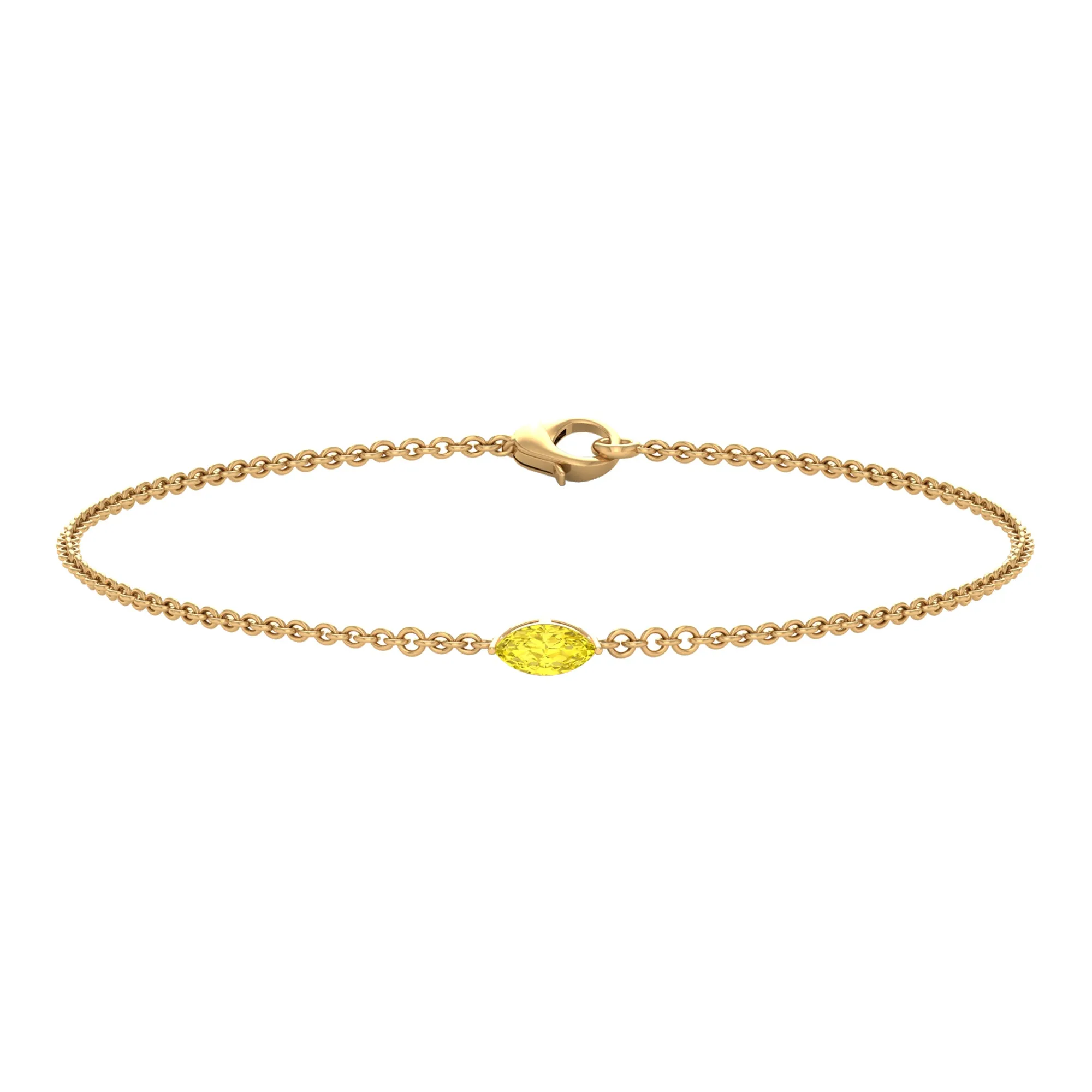 Marquise Shape Solitaire Yellow Sapphire East West Chain Bracelet