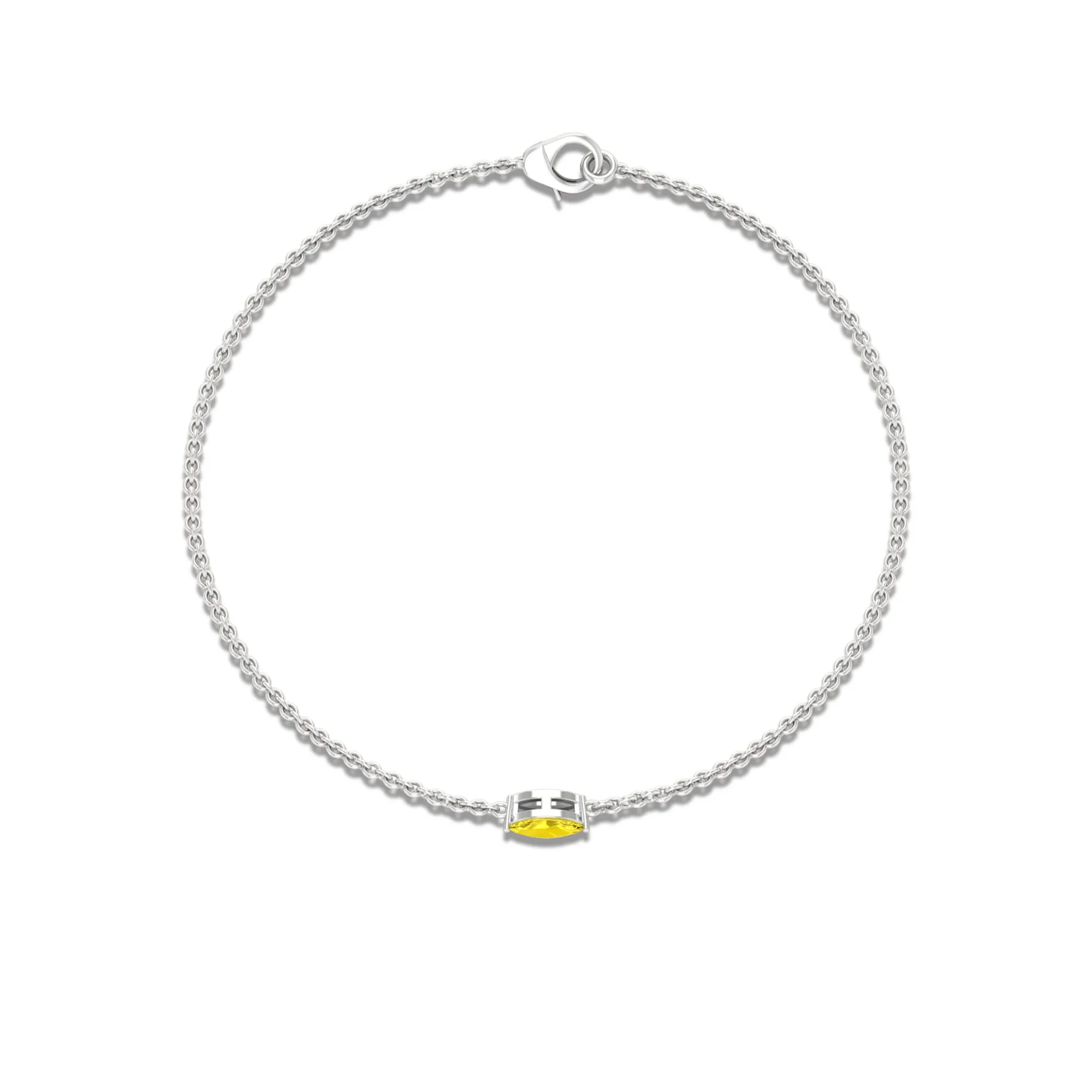 Marquise Shape Solitaire Yellow Sapphire East West Chain Bracelet