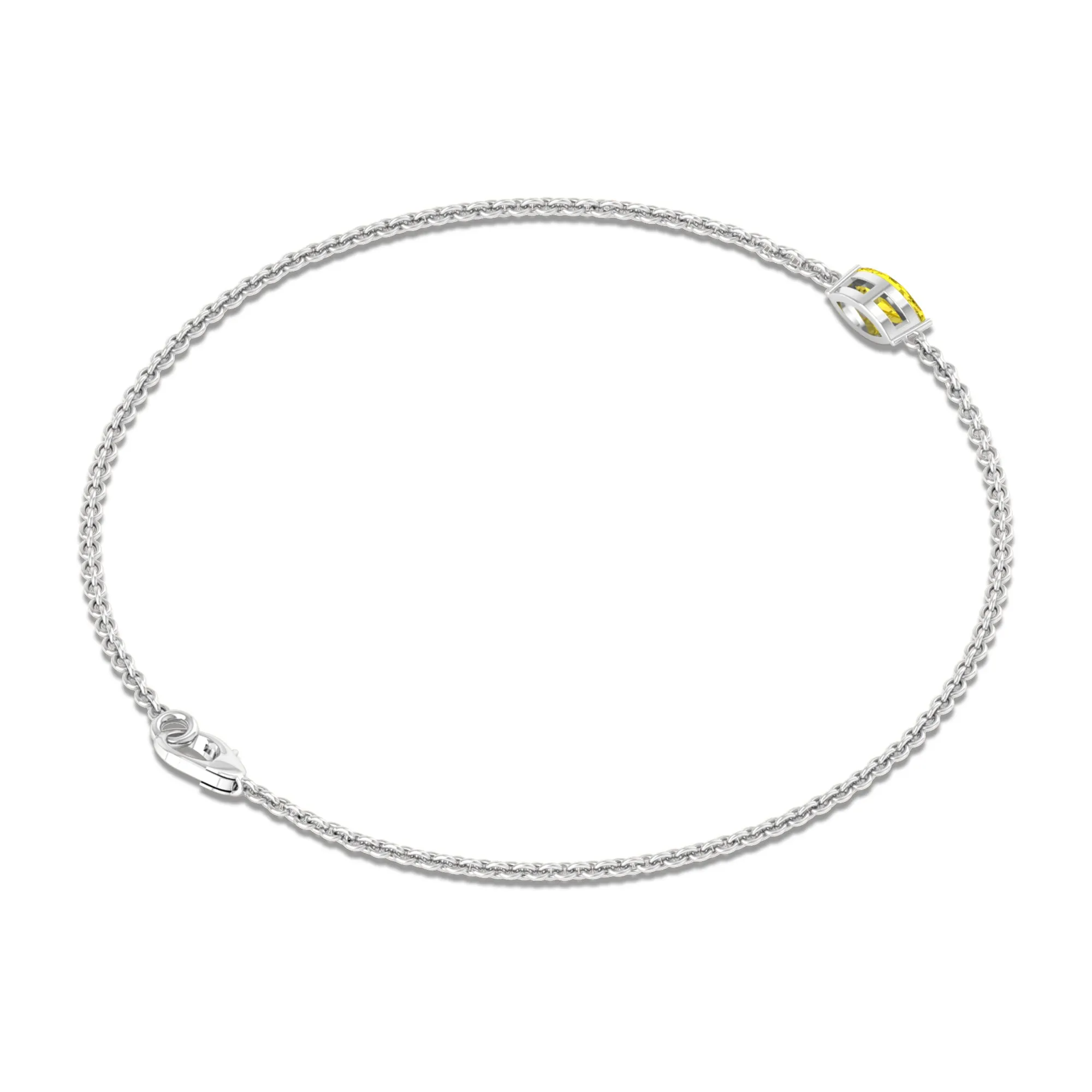 Marquise Shape Solitaire Yellow Sapphire East West Chain Bracelet